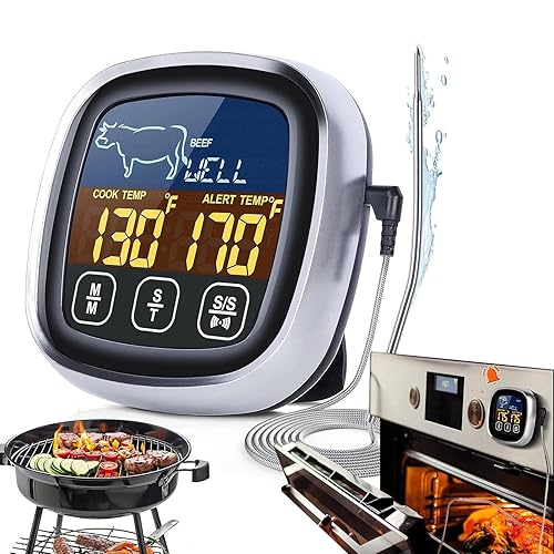 Medidor de temperatura de cocción Herramienta de medición digital, medidor de temperatura de bistec impermeable, para cocinar carne, alimentos,