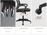 Vista 7 de Silla de oficina en casa, silla ergonómica de escritorio con respaldo medio, silla de computadora de malla, soporte lumbar, cómoda, ejecutiva