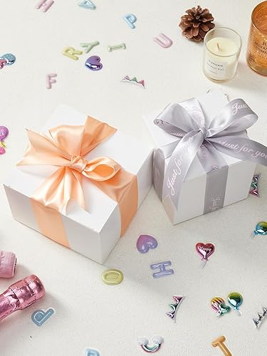 Miniatura 4 de Eupako Cajas de regalo de 4 x 4 x 4 pulgadas, paquete de 50 cajas de papel kraft blanco con tapas, cajas de regalo para damas de honor,