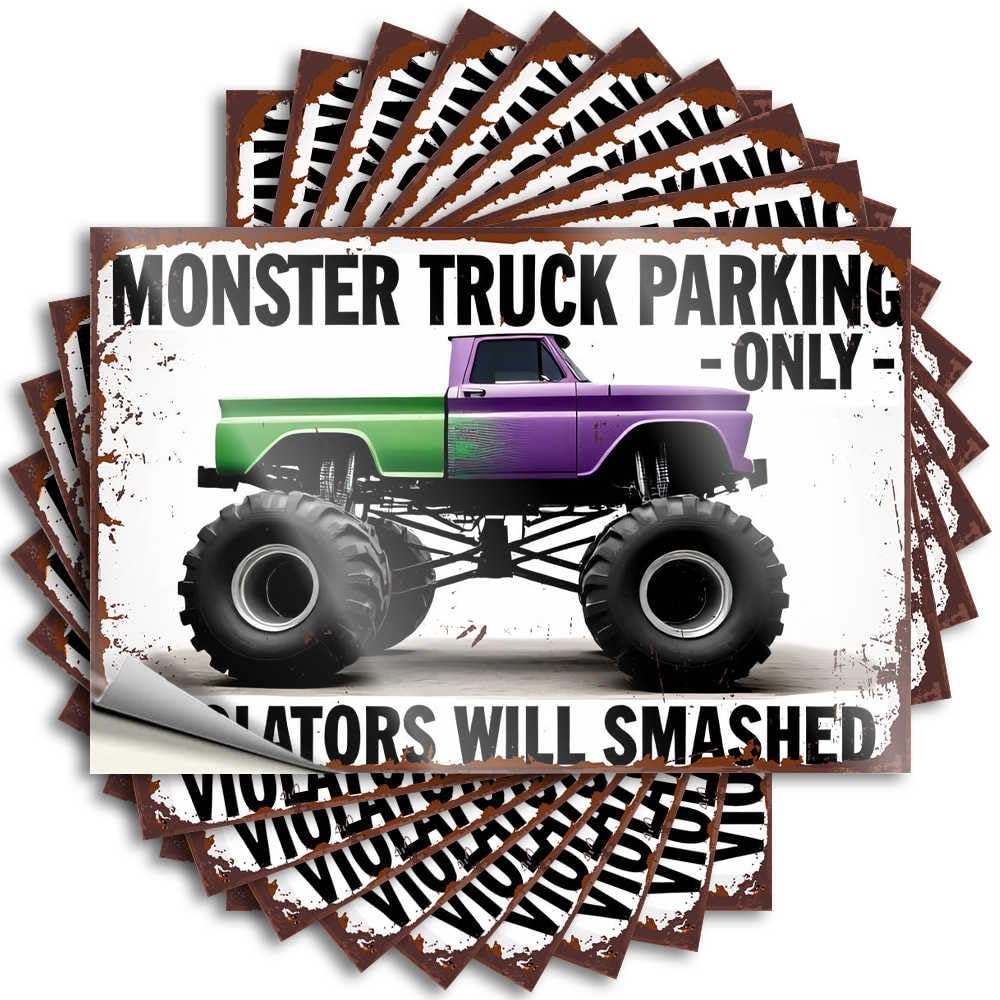 Decals Country Decorations for Home Peel and Stick - Monster Truck Parking Only: Violators Will Be Smashed! Laptop Accent Waterproof Vinyl for Billiard(12X18CM)