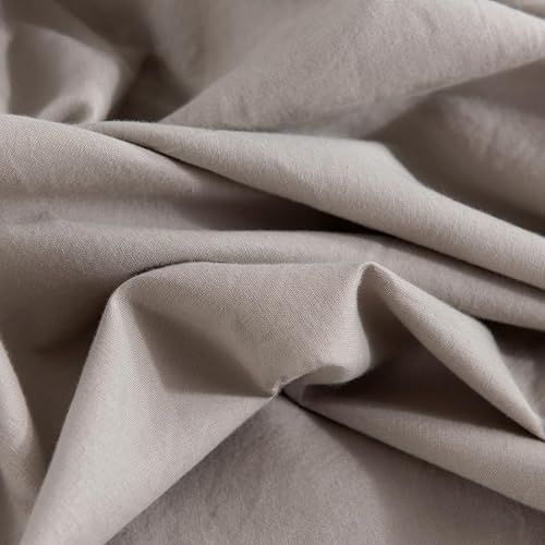 Miniatura 8 de NEXHOME PRO - Juego de funda de edredón, tamaño Individual, apariencia de lino, algodón lavado 100 % orgánico, 2 piezas, color crema gris lino,