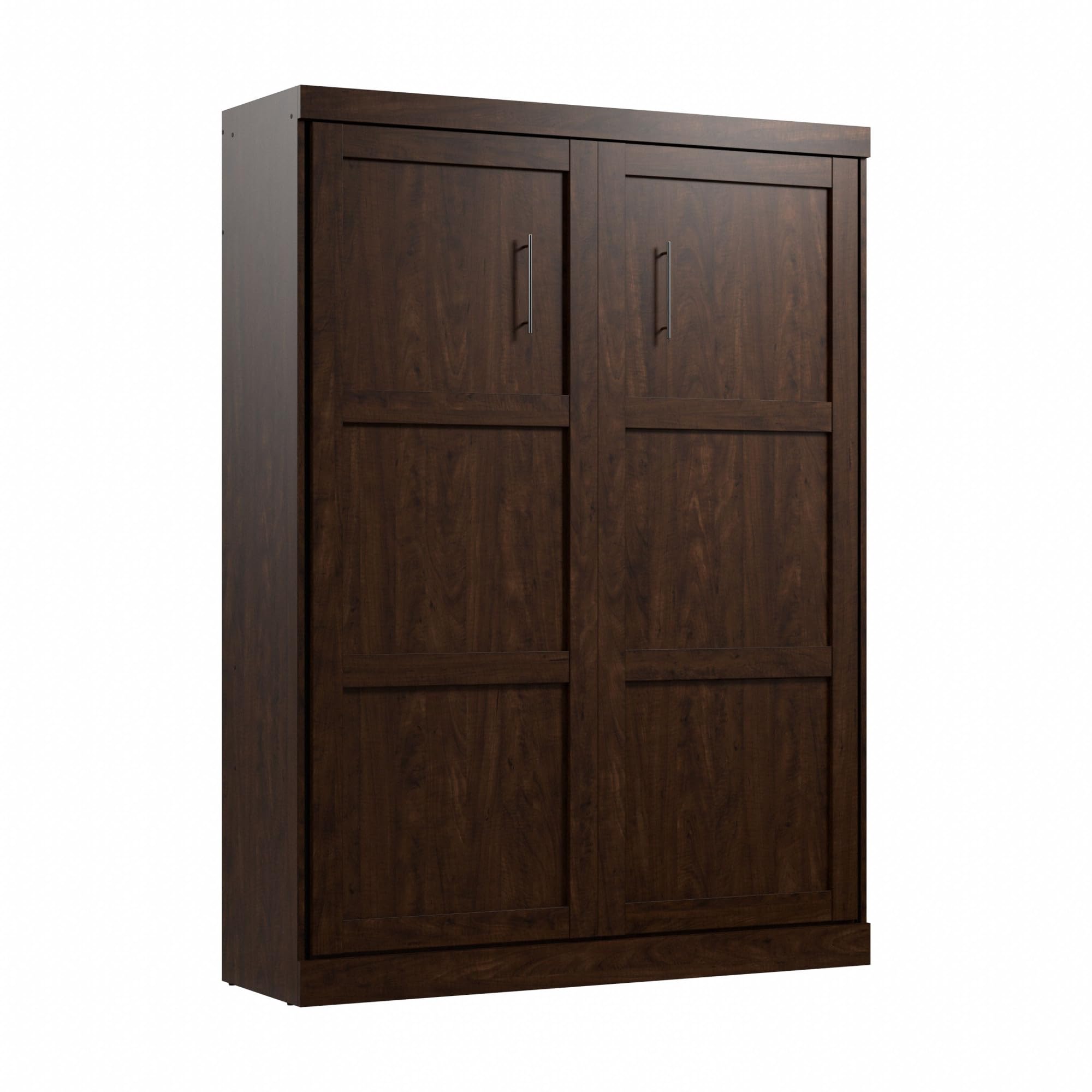 Bestar Pur Queen Size Murphy Bed in Chocolate, 65-inch Space-Saving Sleeping Arrangement for Multipurpose Area, Bedroom, Guest Room, or Living Room