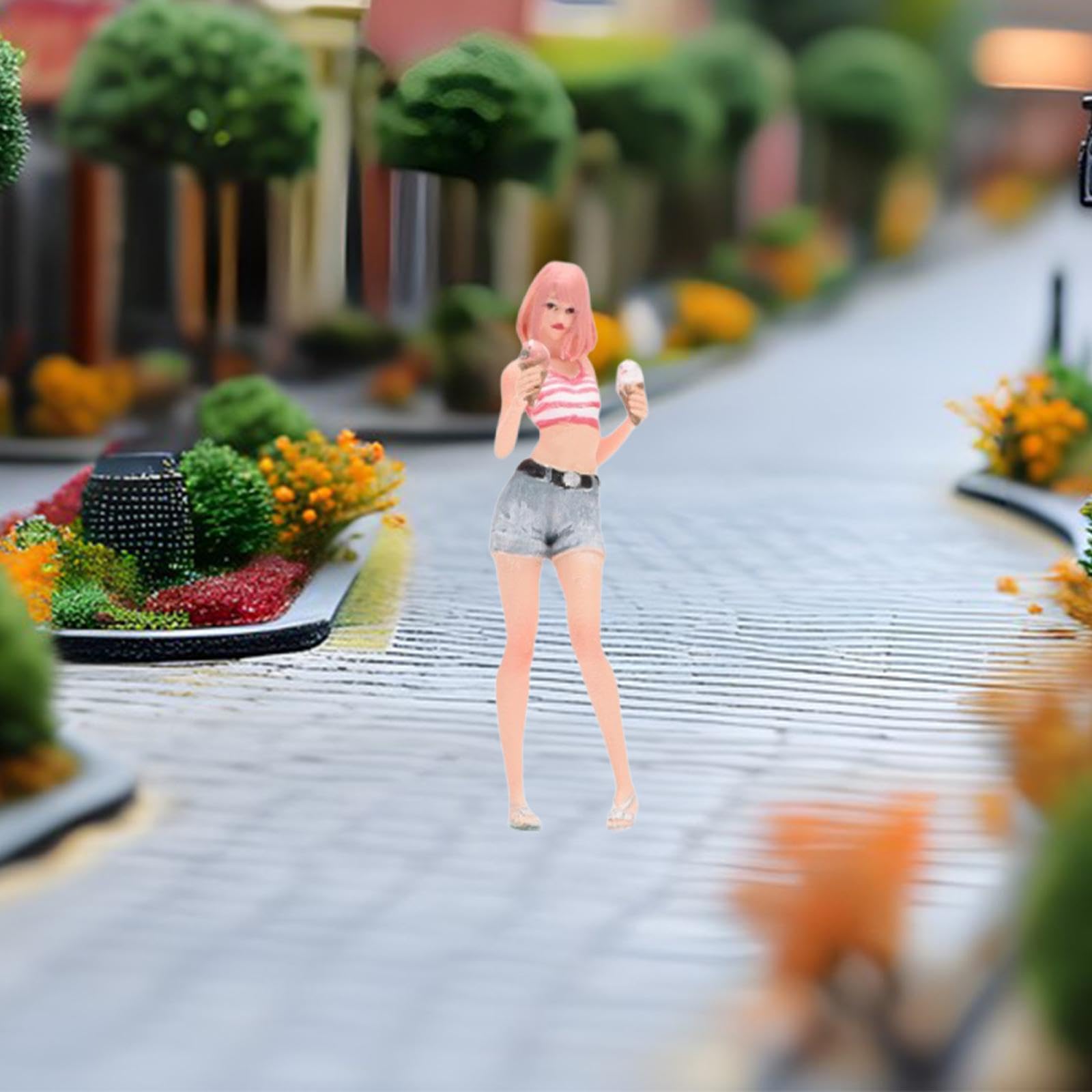 Figura de Niña a Escala 1:64, Niña de Pelo Corto, Jardín de Hadas, Pequeña Figura Femenina Pintada a Mano.