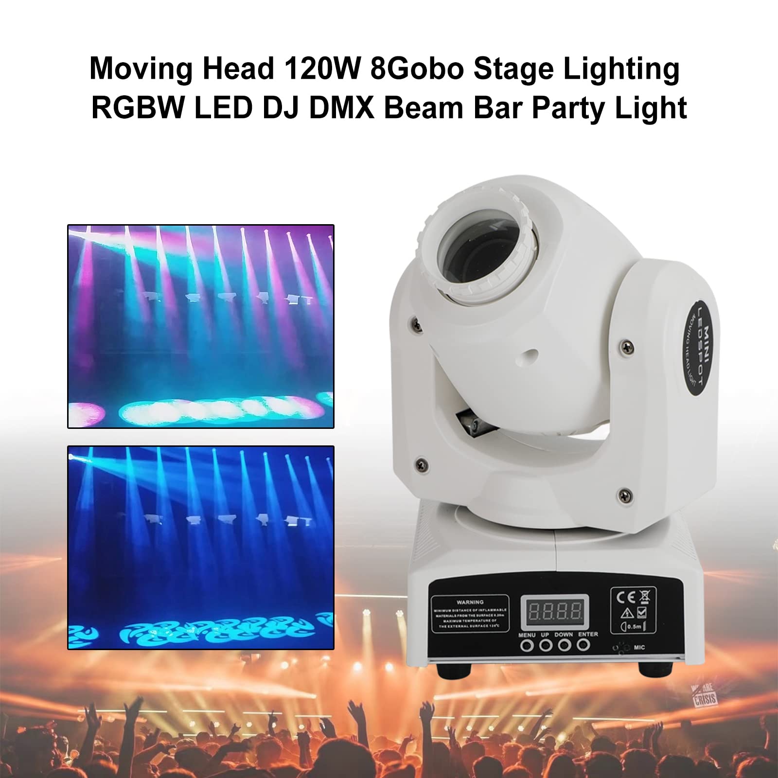 Topteng 1/2/4 Moving Head 120W 8Gobo Stage Lighting RGBW LED DJ DMX Beam Bar Party Light 9/11 Channels Sound Activated DJ Lights for Church Wedding Disco Party Nightclub Live Show