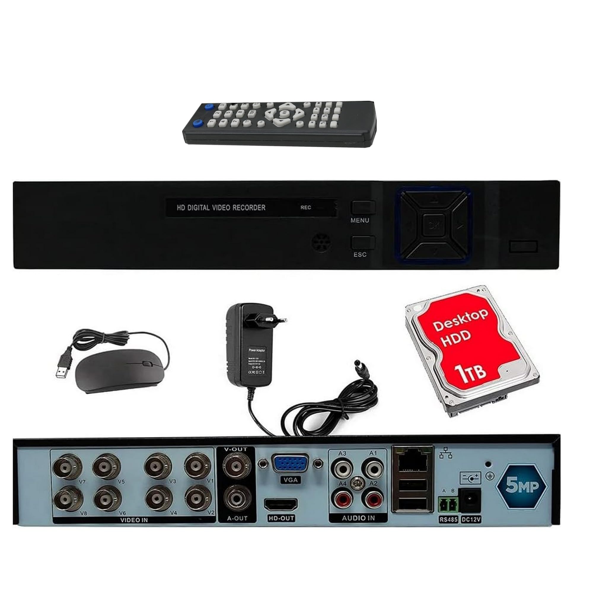 DVR 8 CANALI CON HARD DISK 1 TERA IBRIDO 2 MPX 5 IN 1 P2P CON USCITA VIDEO BNC COMPATIBILE CON TUTTE LE TELECAMERE