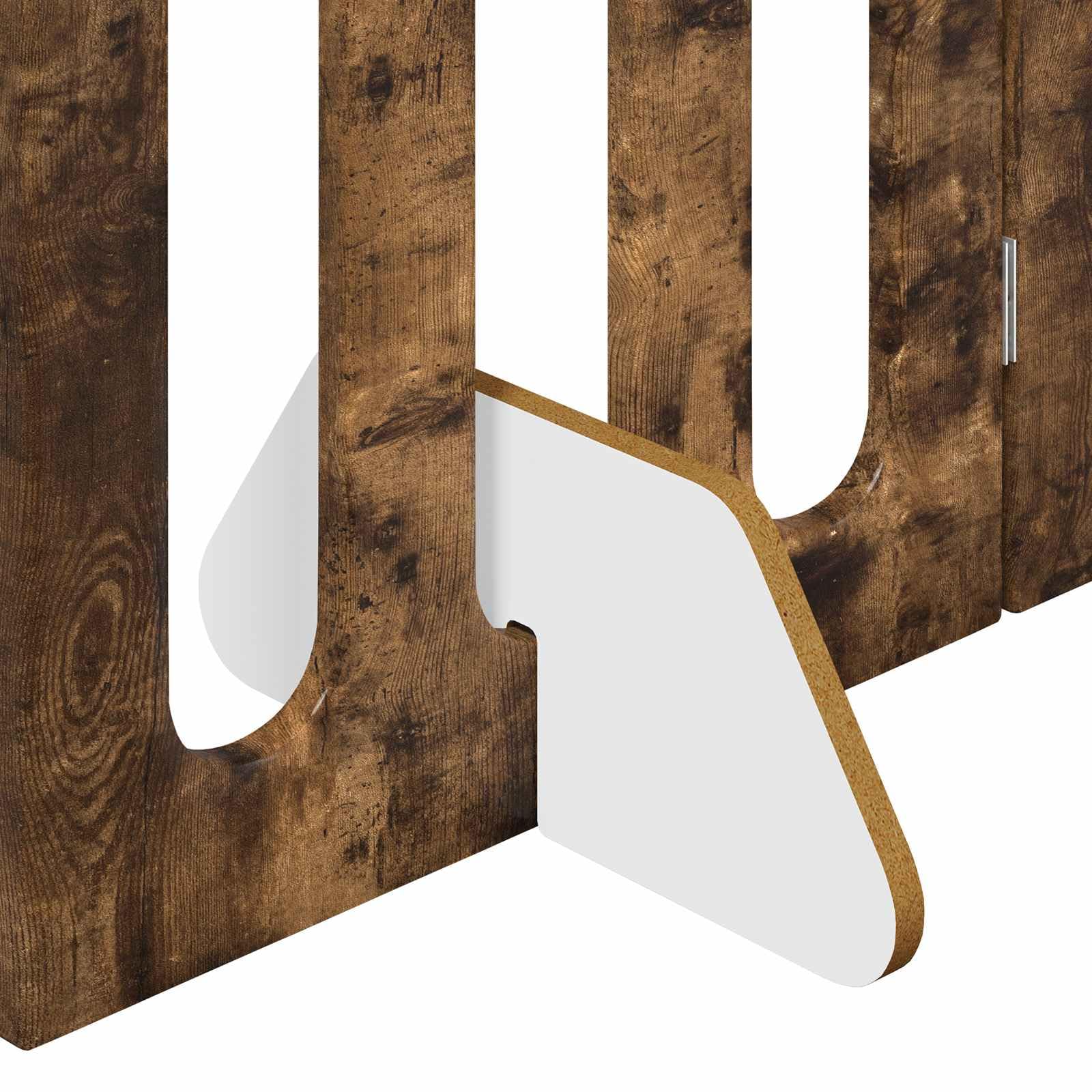 Recinzione pieghevole per animali domestici in legno di rovere affumicato, 4 pezzi, 201 x 38 x 90 cm, con pannelli pieghevoli flessibili e facile montaggio per interni e separazione sicura