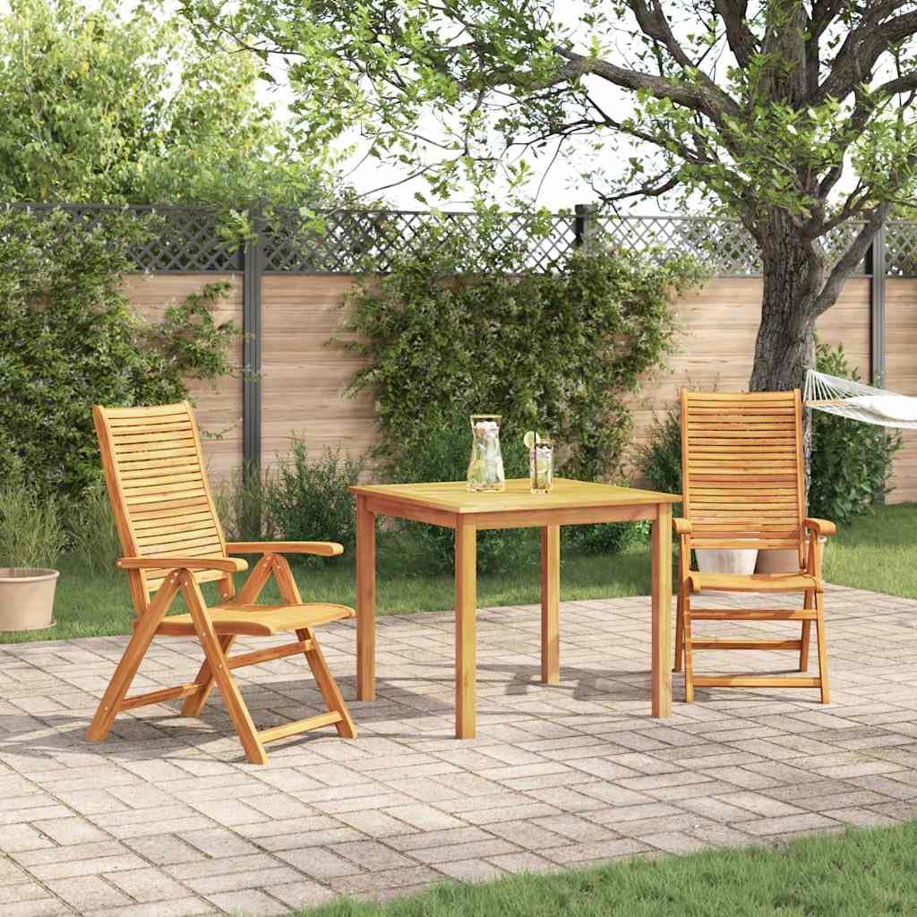 Juego de mesa de jardín de madera maciza de acacia, 3 unidades, color marrón, mesa de jardín plegable con superficie aceitada para comidas acogedoras al aire libre