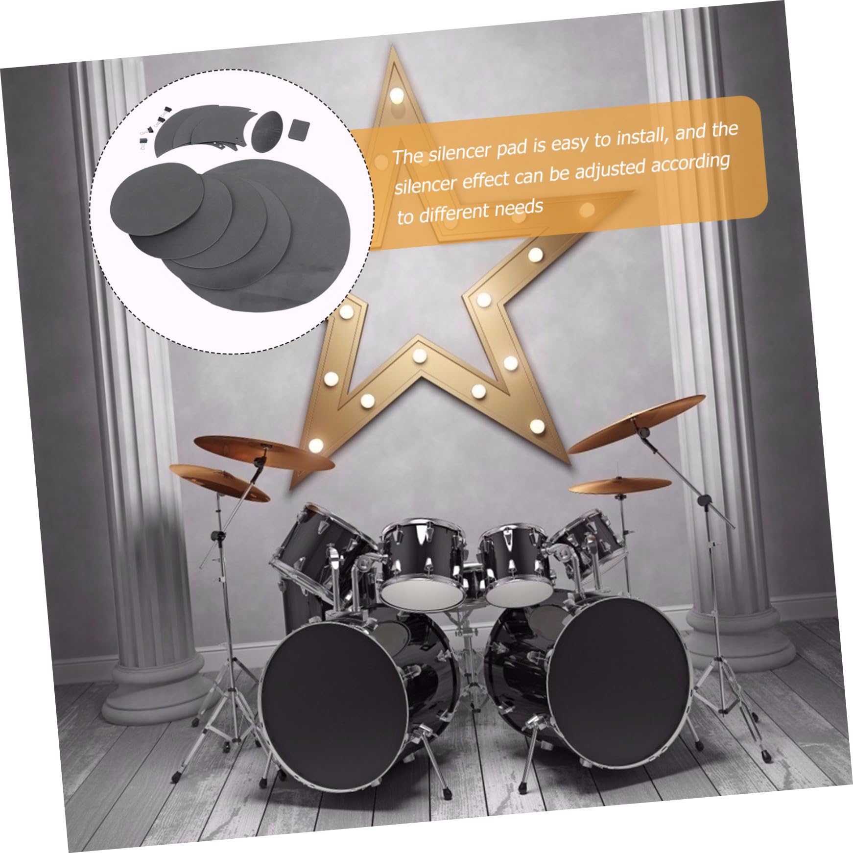 ibasenice Silent Drum Pad Kit 14-teilig Schlagzeugdämpfer Schlagzeug-dämpfer-pads Schlagzeugdämpfungspads Selbstklebende Rückseite für Schlagzeug und Becken