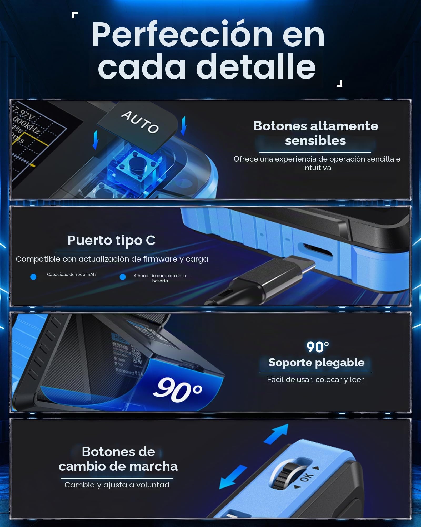 Osciloscopio Portátil 2 en 1, WapoRich DSO153 Mini Osciloscopio Digital con Generador de Señales 1 MHz, 5 MSa/s, 14 Formas de Onda, Actualización Online, Diseño Compacto para Uso en Exteriores