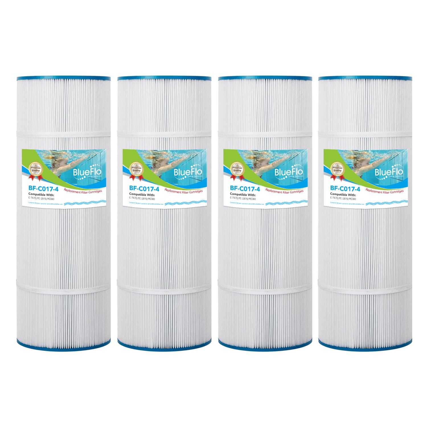 BLUEFLO Pool Filter Cartridge Replace for C-7470, CCP320, PCC80, Clean and Clear Plus 320, Filbur FC-1976, R173573, 178580, 817-0081, Wtaerway Crystal Water, 20” x 7”, 4 Pack