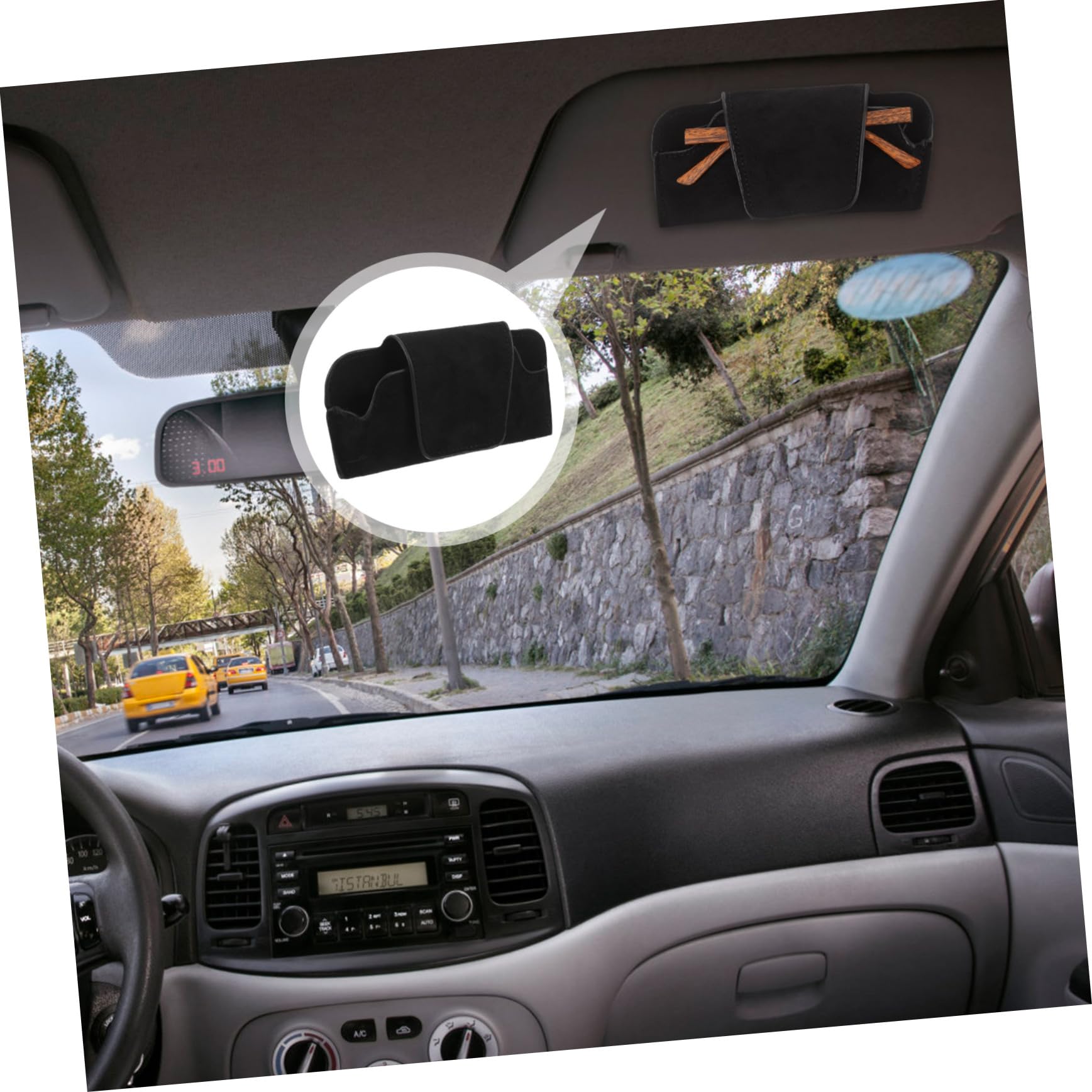 ABOOFAN 4 Piezas Soporte para Gafas de Coche Visera Sol portavasos Coche Auto para carros Sunshades Sunglasses Organizer Soporte de anteojos para Cuero PU Black