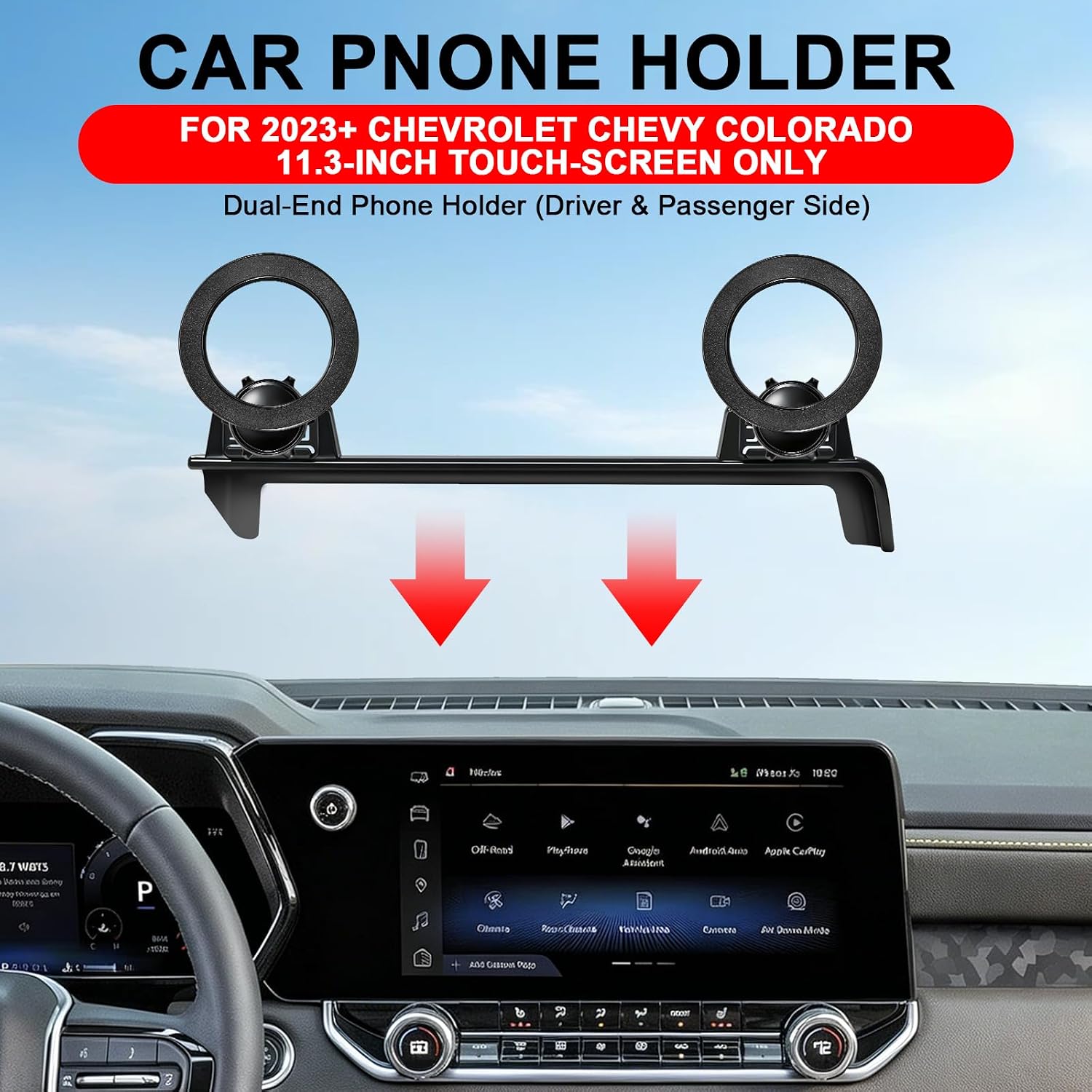 Dual-End Car Phone Holder for 2023-2026 Chevy Chevrolet Colorado 11.3-Inch image 2
