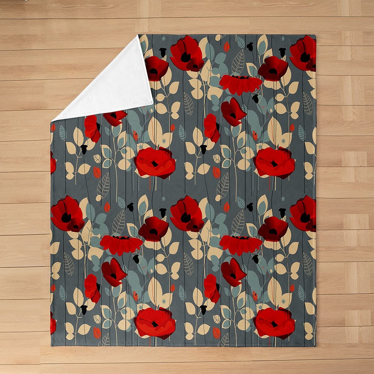 Loussiesd Poppy Flower Throw Blanket - Image 3