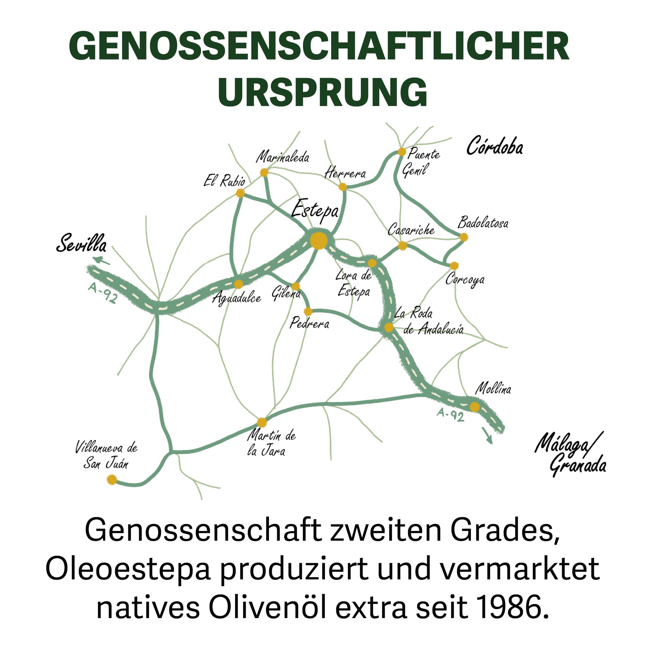 Oleoestepa Hojiblanca – Natives Olivenöl Extra 5L – DOP Estepa – Kaltpressung – Hojiblanca-Monovarietät – Fruchtig-grünes Aroma mit Noten von Gras, Apfel und Artischocke