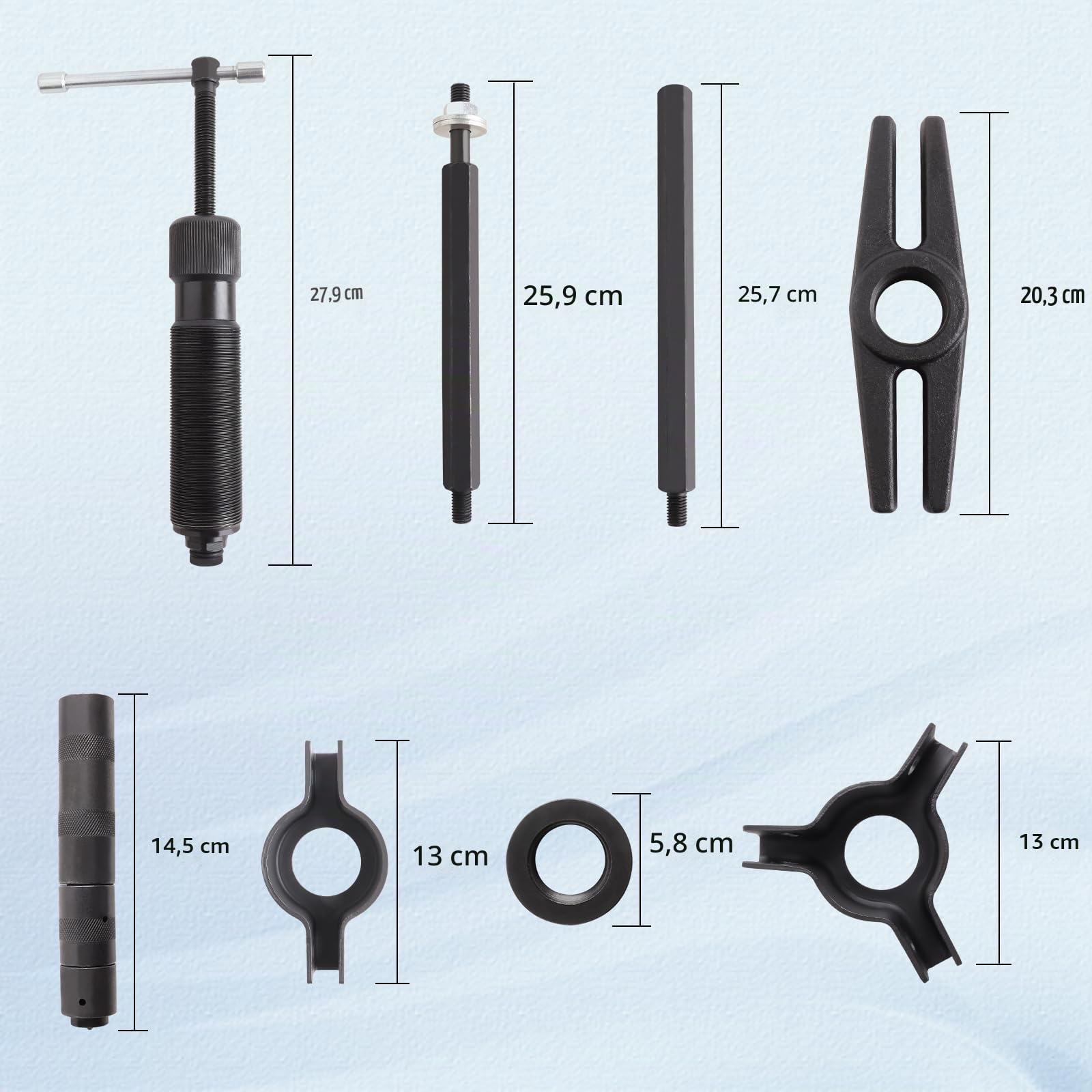 Hydraulischer Abzieher Satz 2-armig und 3-armig, 22-TLG. 10 Tonnen Abziehkraft, Zahnradzieher Entfernen Lagertrenner