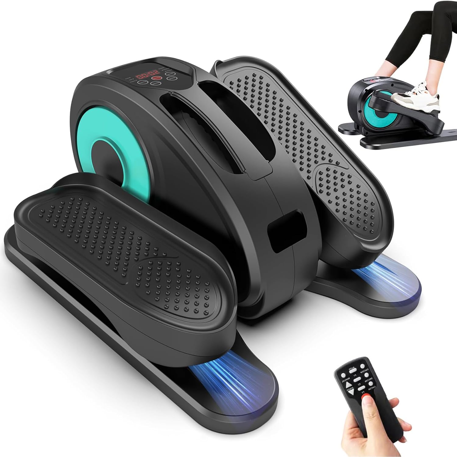 Under Desk Elliptical Machine, Portable Elliptical Ellipse Leg Exerciser for Seniors Quiet Electric Foot Pedal Exerciser for Home with Remote Control