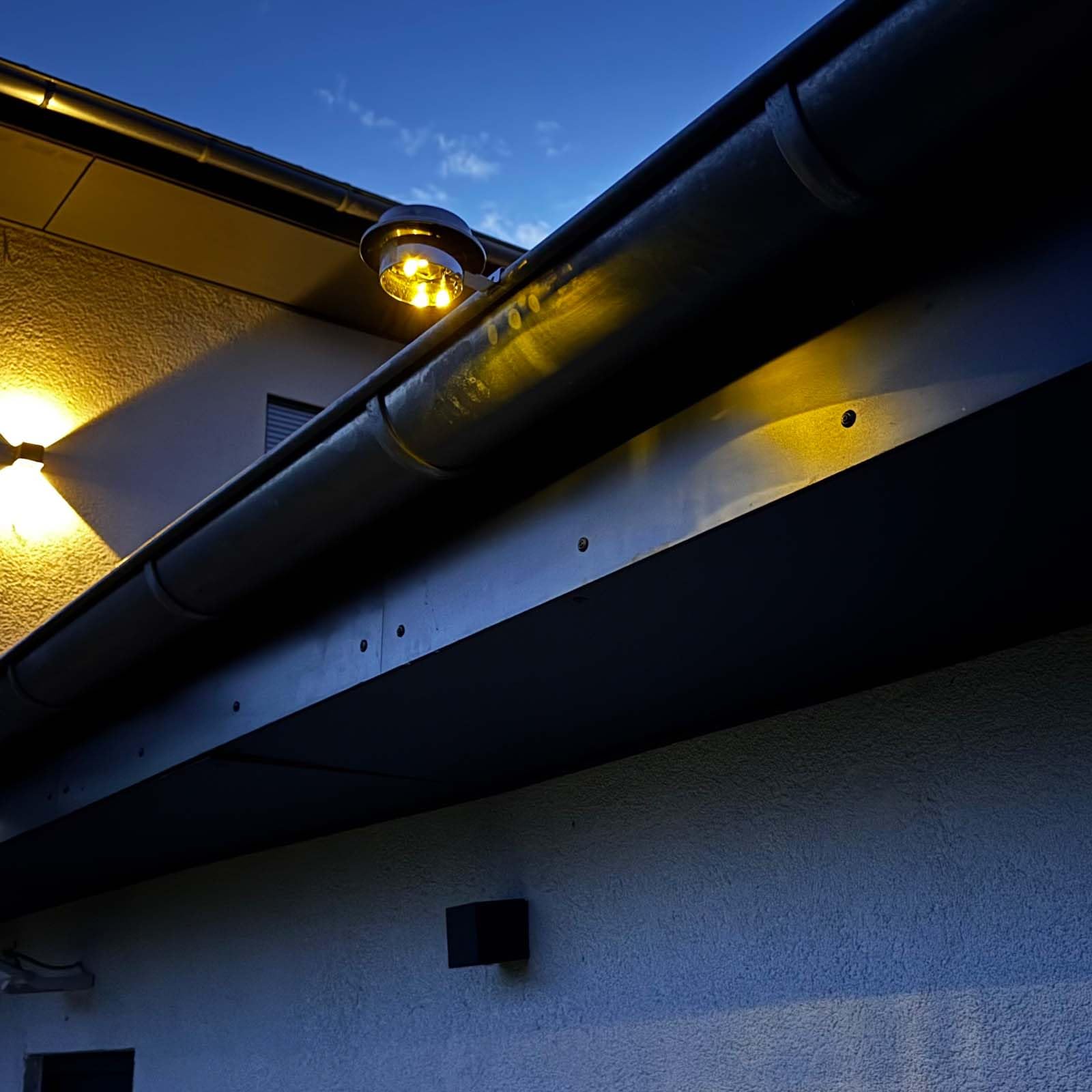 Solar Dachrinnenleuchten 12er Set Edelstahl LED Warmweiß IP44 Außen Garten | BURI Dämmerungssensor, wetterfest, Zaunleuchte, Gartenbeleuchtung, Solarbetrieb, energiesparend, Balkon, Terrasse