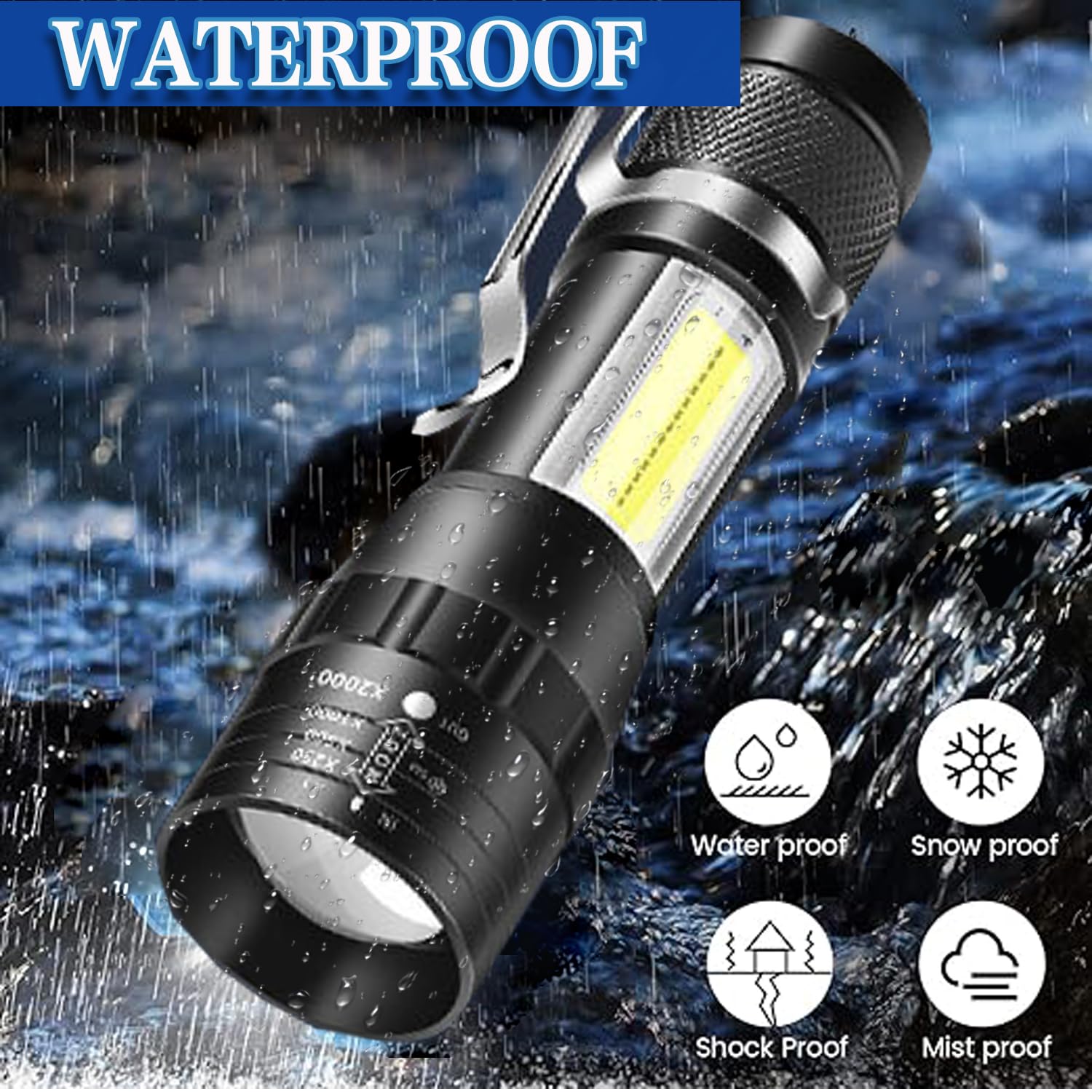 6-Pack Tactical LED Flashlights - High Lumens Zoomable With 5 Modes For Outdoor