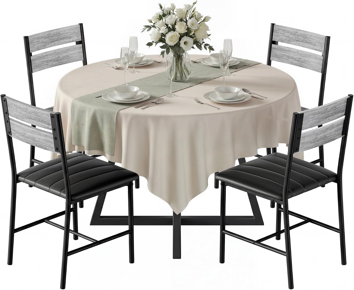 IRONCK Upholstered Dining Chairs Set of 4, Modern Dining Room Chairs with Ergonomic Backrest, MDF Board and Metal Frame, Kitchen Chairs for Dining, Kitchen and Living Room, Gray