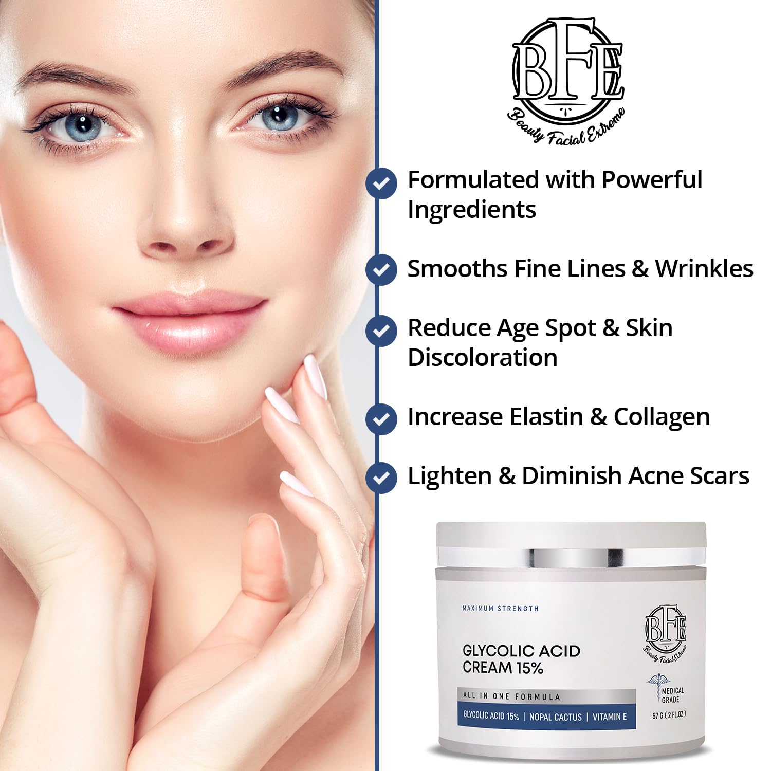 Glycolic Acid 15% Anti-Wrinkle Cream- Extra strength Alpha Hydroxy Acid Enhanced with Green Tea Extract. Improves Complexion & Smooths Out Fine Lines & Wrinkles - Image 2