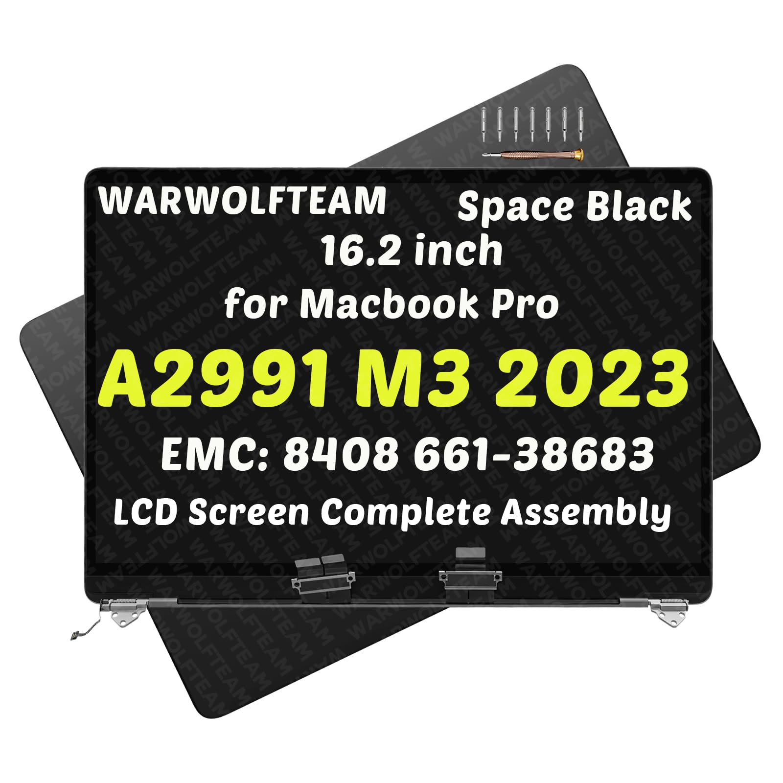16inch Replacement for MacBook Pro Mac15,7 Retina A2991 M3 Pro/Max 2023 EMC 8408 661-38683 LCD 3456 x 2234 Screen Replacement Complete Assembly(Space Black)