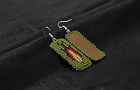 Vista 4 de Pinzas para el cabello con cuentas estilo nativo americano hecho a mano (Verde con pendientes)