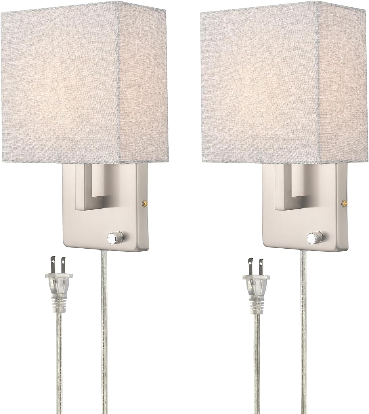 YUBOLE Wall Sconces Brushed Nickel Plug in