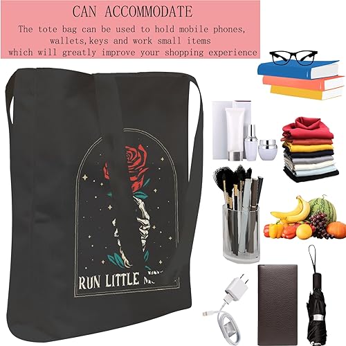 Vista 4 de POFULL Dark Romance Gift Run Little Mouse Tote Bag Book Lover Gift Book Club Gift