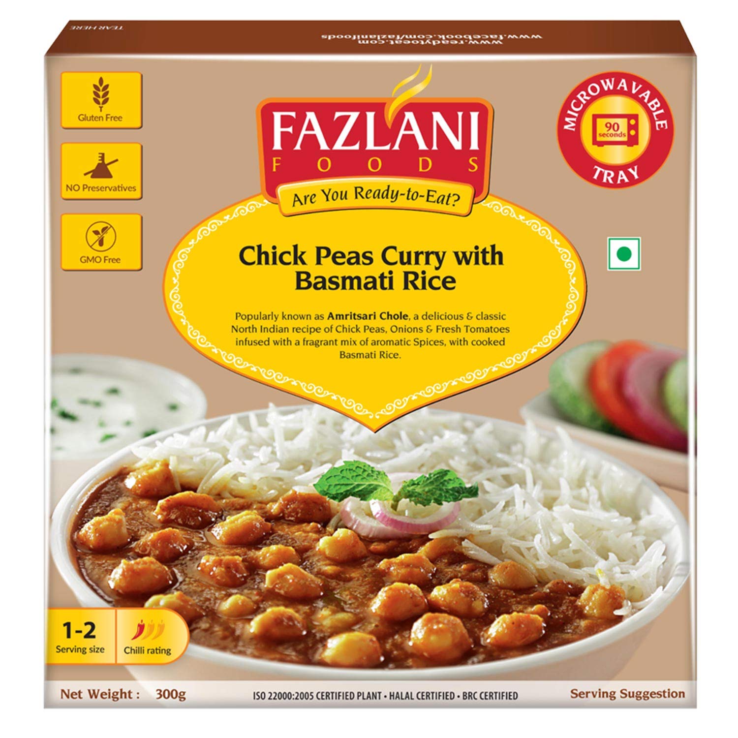 FAZLANI FOODS Ready To Eat Amritsar Chole With Basmati Rice Meal, Pure Veg Instant Indian Food
