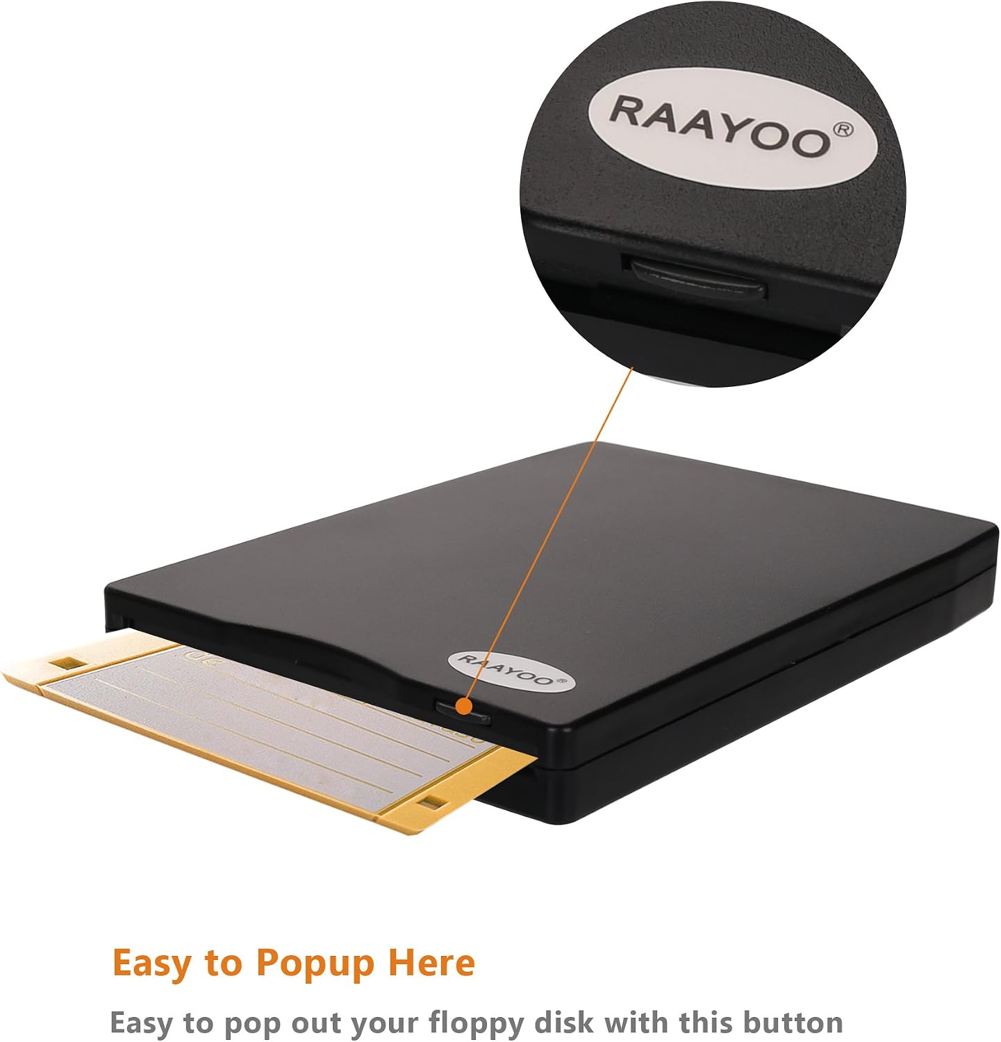 RAAYOO USB Floppy Disk Reader Drive, 3.5” External Portable 1.44 MB FDD Diskette Drive for Windows 7/8/2000/XP/Vista PC Laptop Desktop Notebook Computer Plug and Play No Extra Drivers– Black