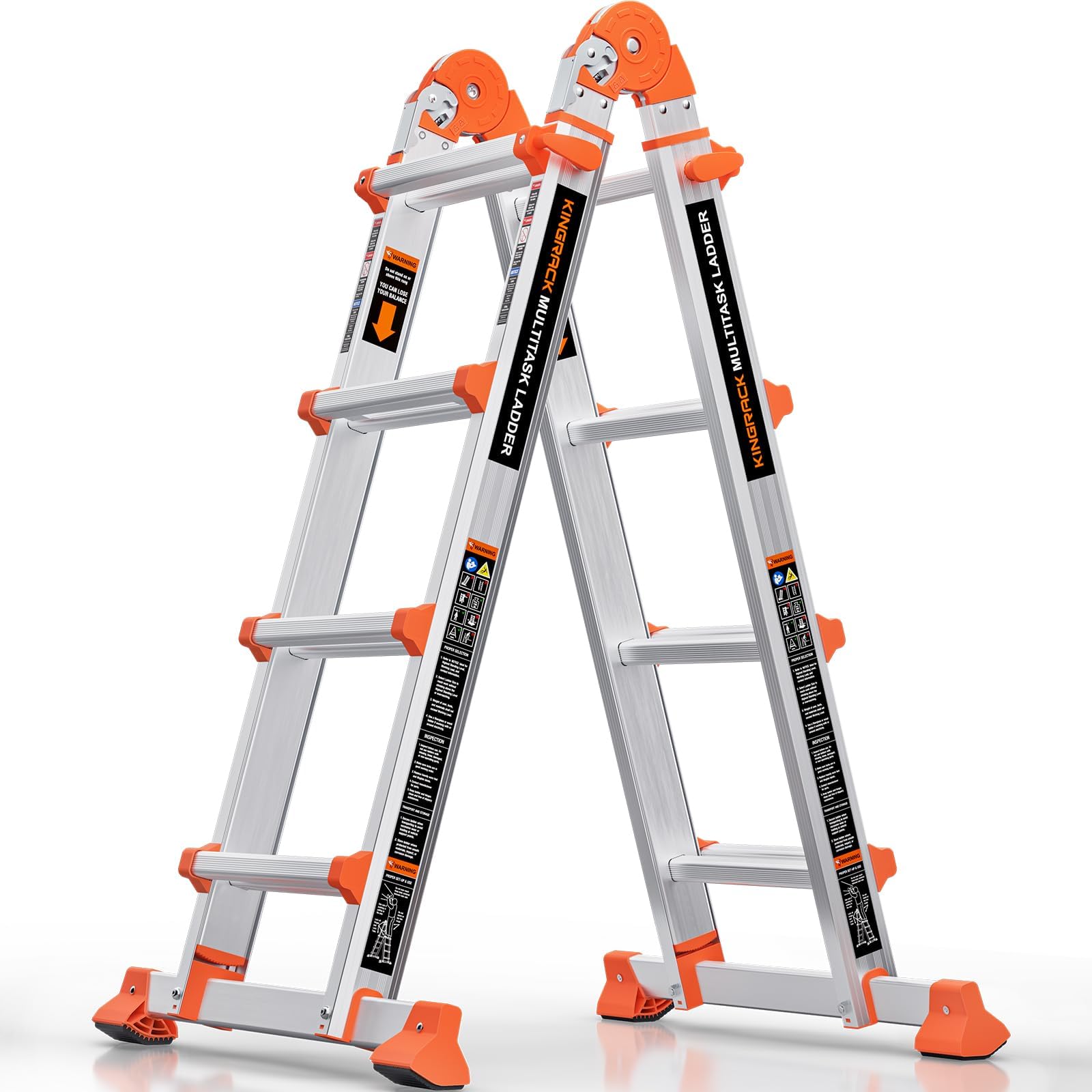 – Ladder, A Frame 4 Step Extension Ladder, 14 Ft Anti-Slip Multi Position Ladder with Stabilizer Bar, 330 lbs Security Load Telescoping Aluminum Ladders for Stairs Home Outdoor Roof Work