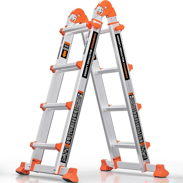 KINGRACK Aluminium Teleskopleiter 4,17 M 4x4 Sprossen Mehrzweckleiter