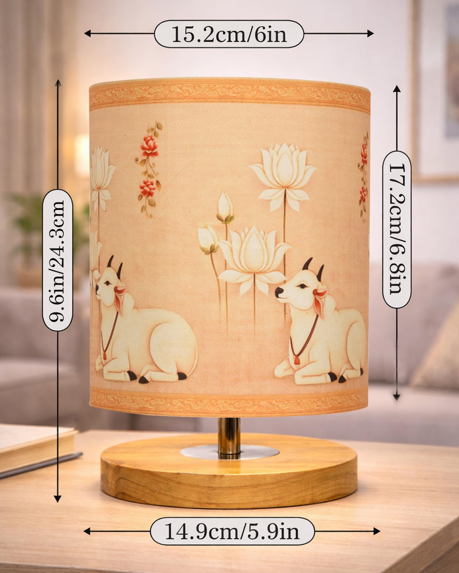 Homesake Pine Table Lamp - Indian Art Shade -6