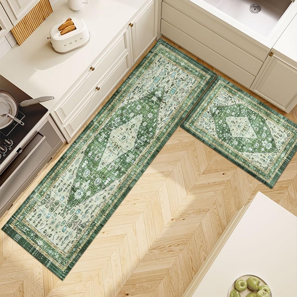 Orlco Art Set of 2 Sage Green Rugs Living Room Traditional