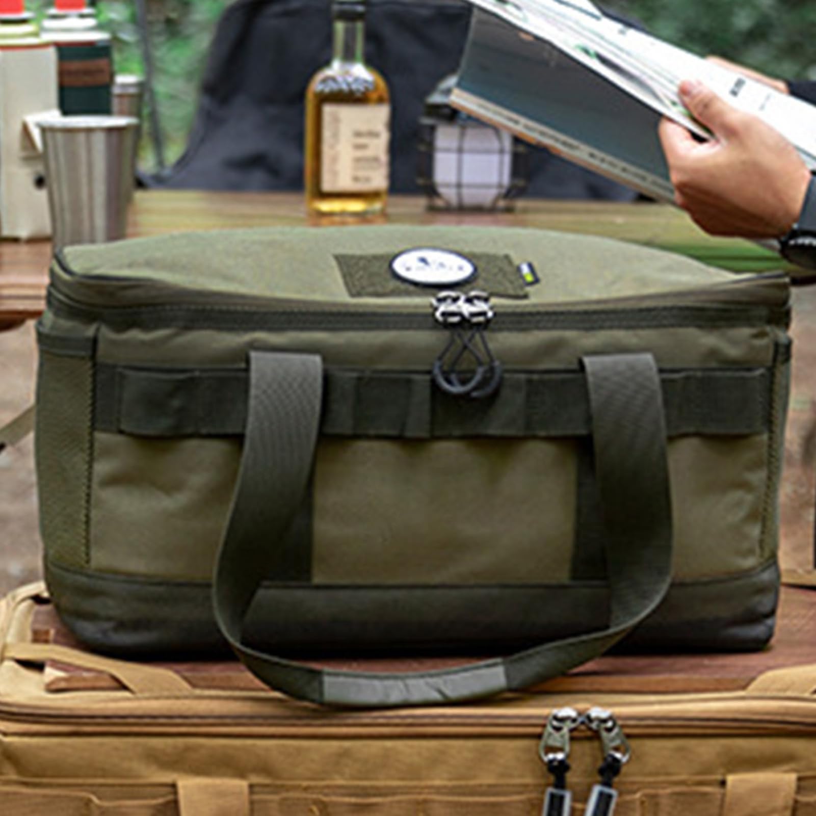 Borsa portaoggetti da campeggio - Tote da esterno, borsa da viaggio | Grande borsa da viaggio Oxford 600D impermeabile con manici e tracolle per picnic, escursionismo e cucina C