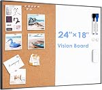 Tableau Blanc Effaçable et Tableau de Liège Combo, ARCOBIS 36 po x 24 po Tableau d'Affichage pour Mur, Tableau Magnétique, Tableau Blanc Vision pour Bureau, Maison, École Cadre Noir