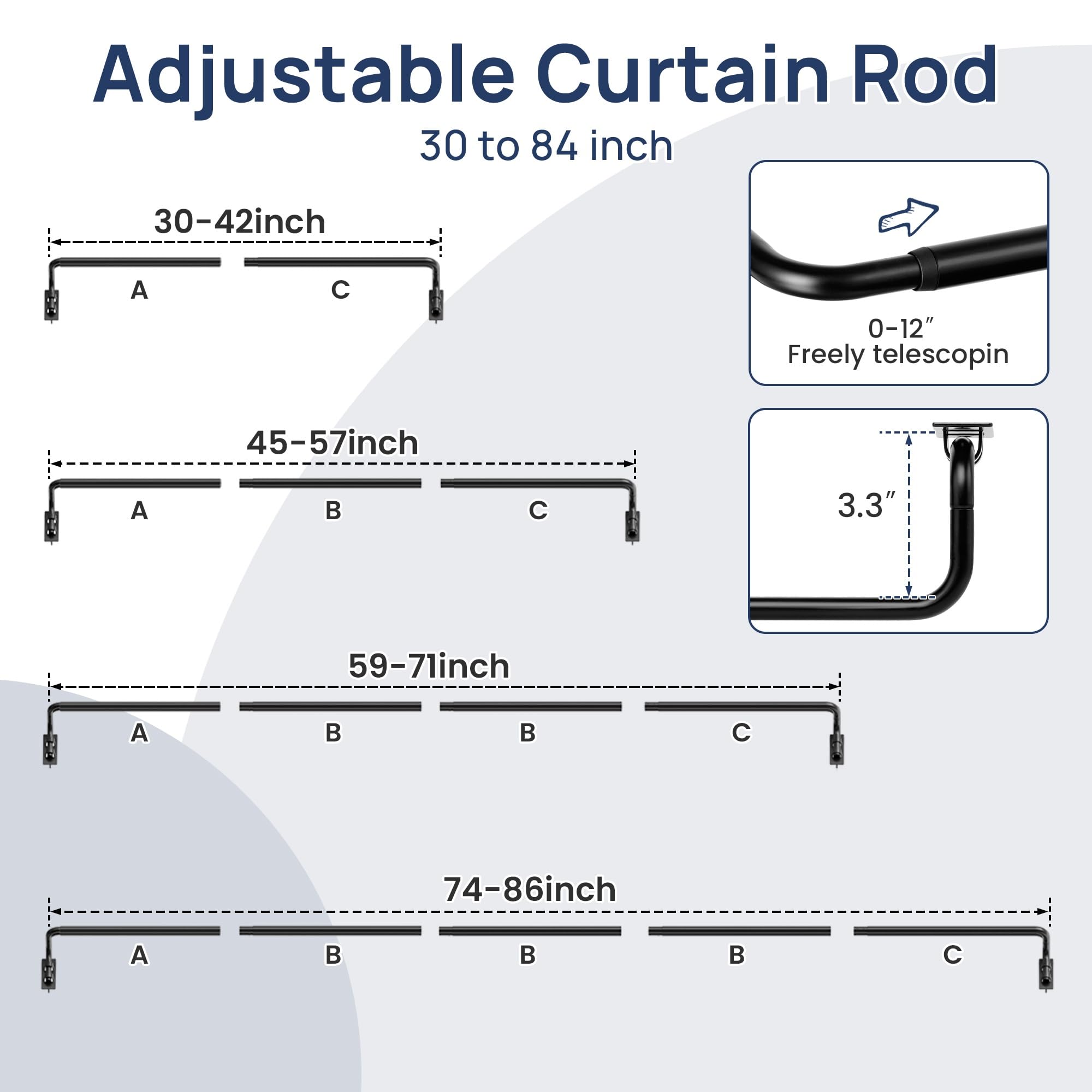 ENJOYBASICS Curtain Poles for Blackout Eyelet Curtains Extendable Curtain Pole 76-218 cm - Image 4