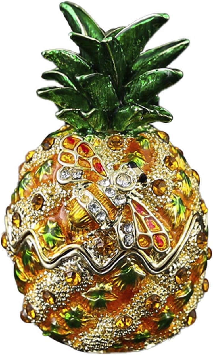 Decorative Metal Jewelry Holder Pineapple Designs Diamonds Decoration Multiple Compartment Storage For Rings Bracelets