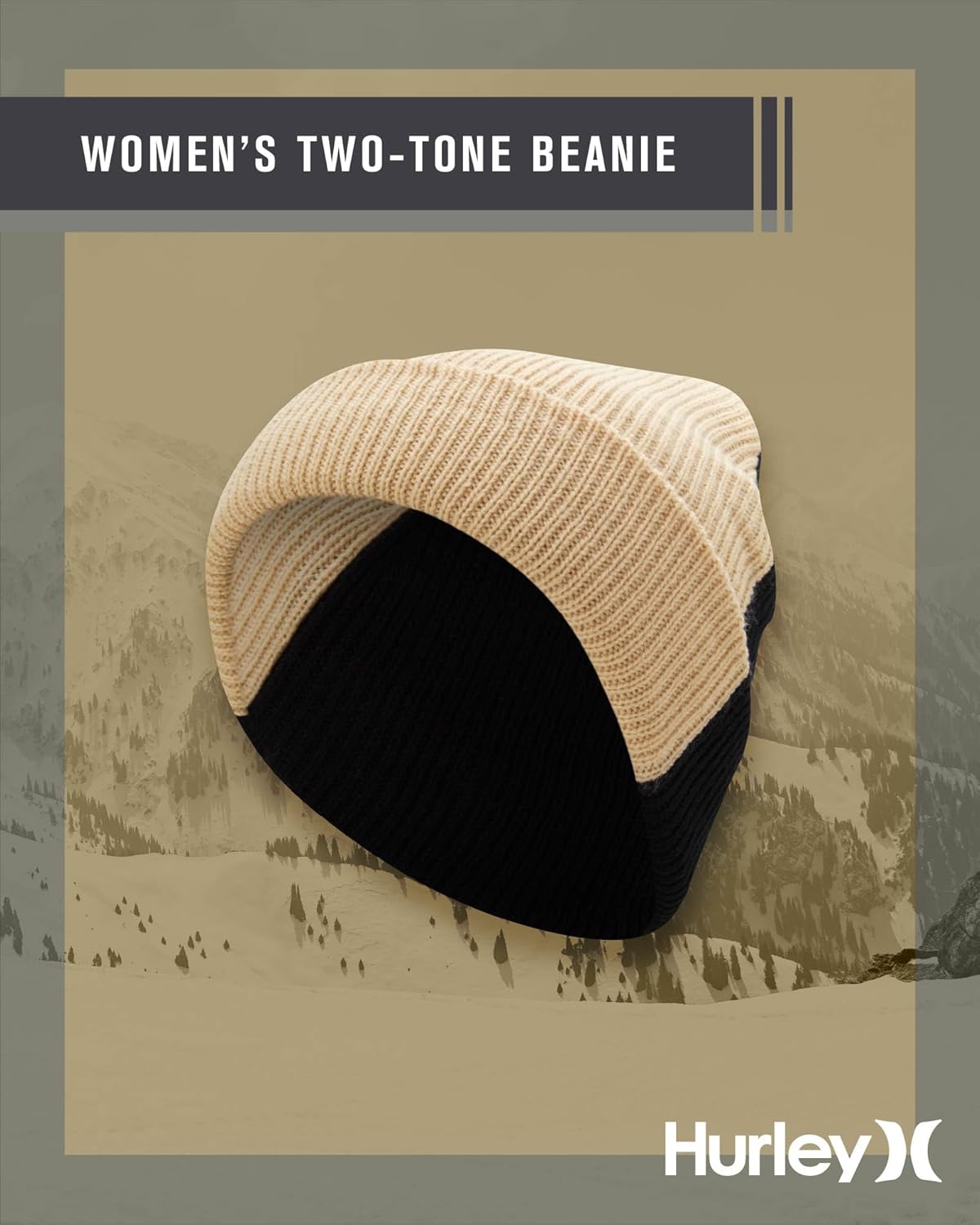 Hurley Women's Delaney Beanie Hat - Medium Fit Fashionable Double Layered Cable Knit Pattern - Winter Hats for Women - Image 2