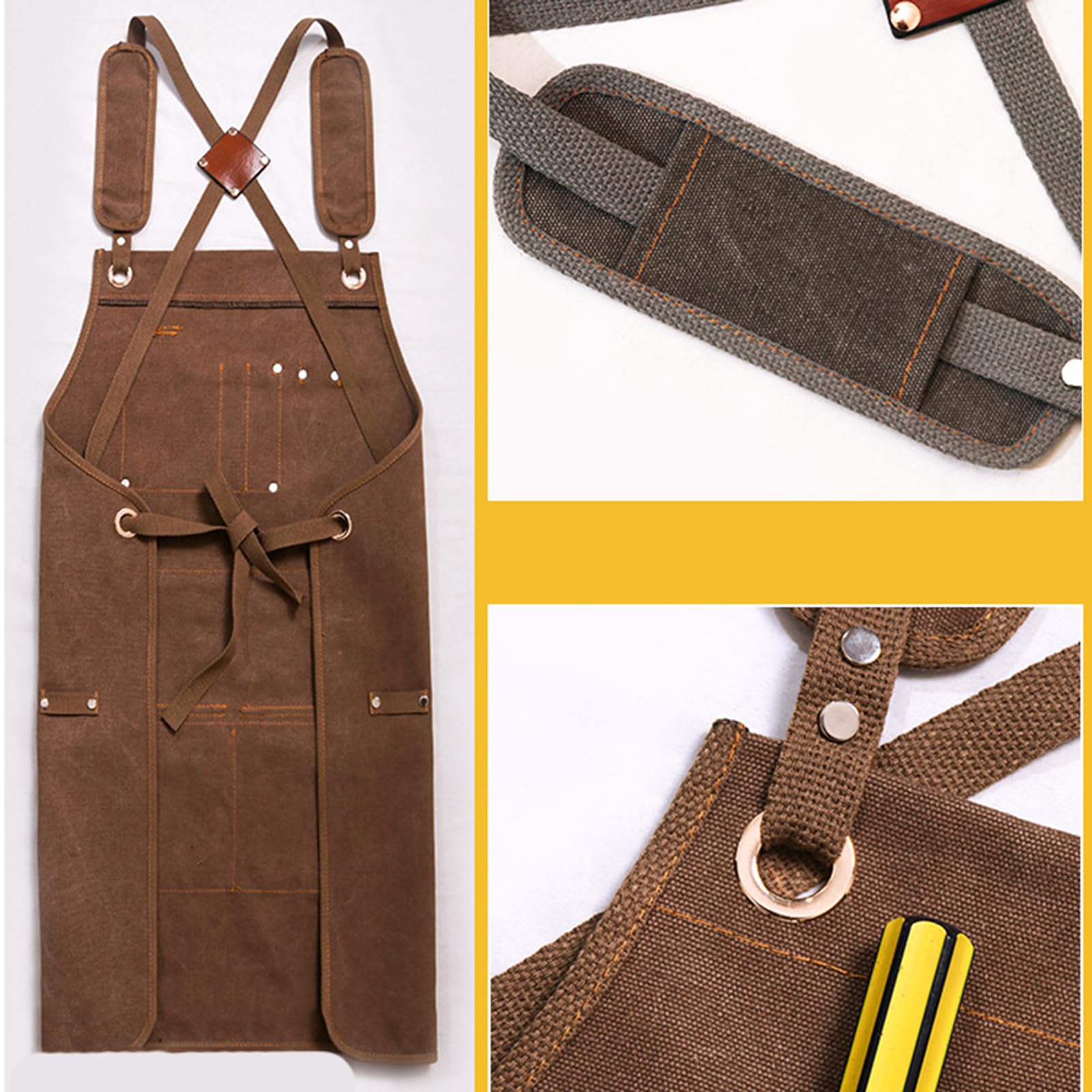 Grembiuli, Grembiule da cuoco for uomo e donna, grembiuli in tela con tasche, grembiule lavoro for cucinare giardinaggio