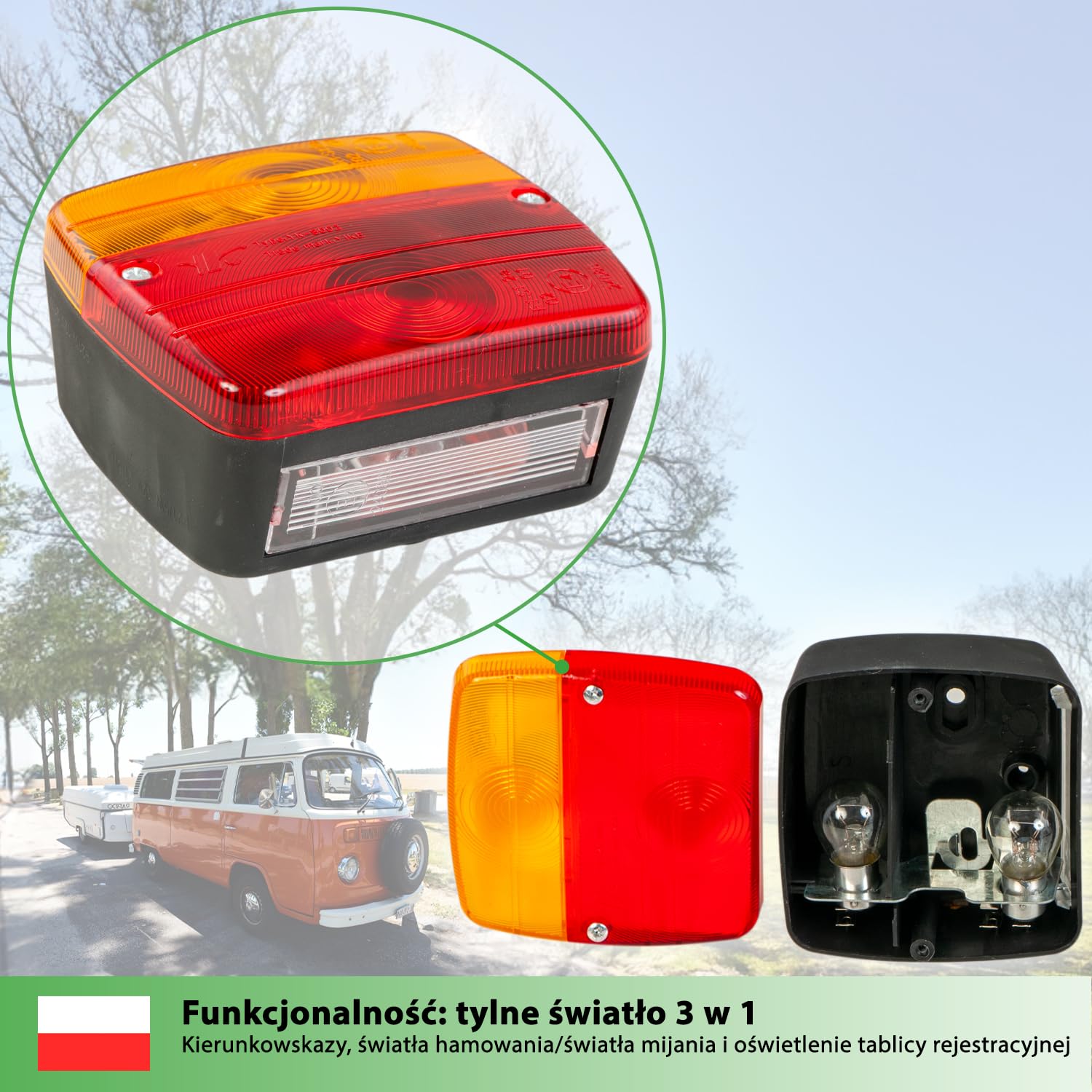 fouraces tylne światła przyczepy - 2 zestawy, ze schematem elektrycznym i oświetleniem tablicy rejestracyjnej, tylne światło, tylne światło, akcesoria, światło, lampy do samochodu, samochód