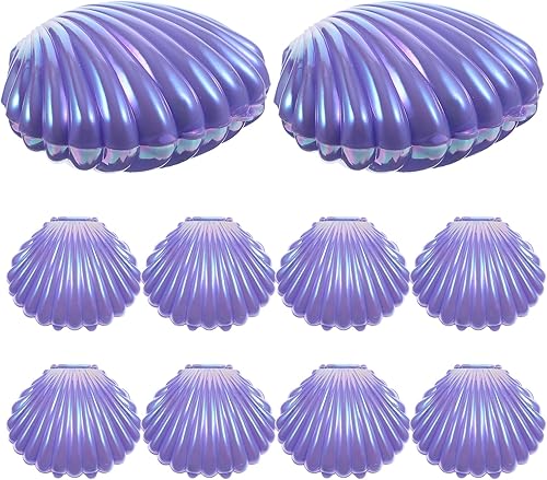 Miniatura 4 de Gadpiparty Cajas de dulces de conchas marinas, recipientes para recuerdos de fiesta, soportes de plástico para golosinas de almejas, caja de