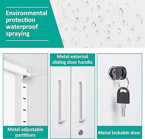 Miniatura 89 de SISESOL Armario de almacenamiento con puertas y estantes de vidrio, armario de despensa de cocina independiente para el hogar, oficina, baño Negro