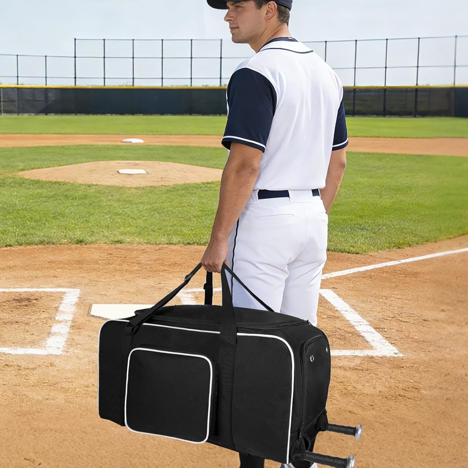 LARIPOP Baseball Bag Softball Duffel Bag for Youth Adult, 70L Sports Gear Bag with Bat Sleeves & Shoe Compartment