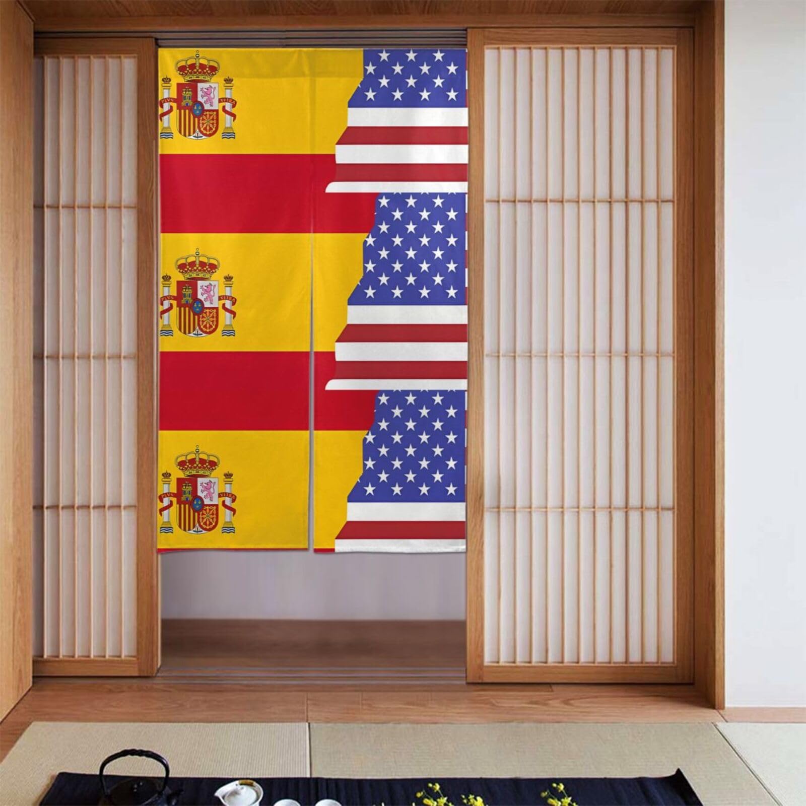 Rideaux épissés WHJSSF drapeau américain Espagne pour habillage mural
