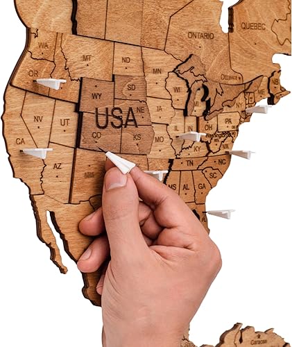 Miniatura 1 de Enjoy The Wood, mapa del mundo de madera 3D, arte de pared, decoración de madera grande, idea de regalo de inauguración de la casa, mapa de viaje