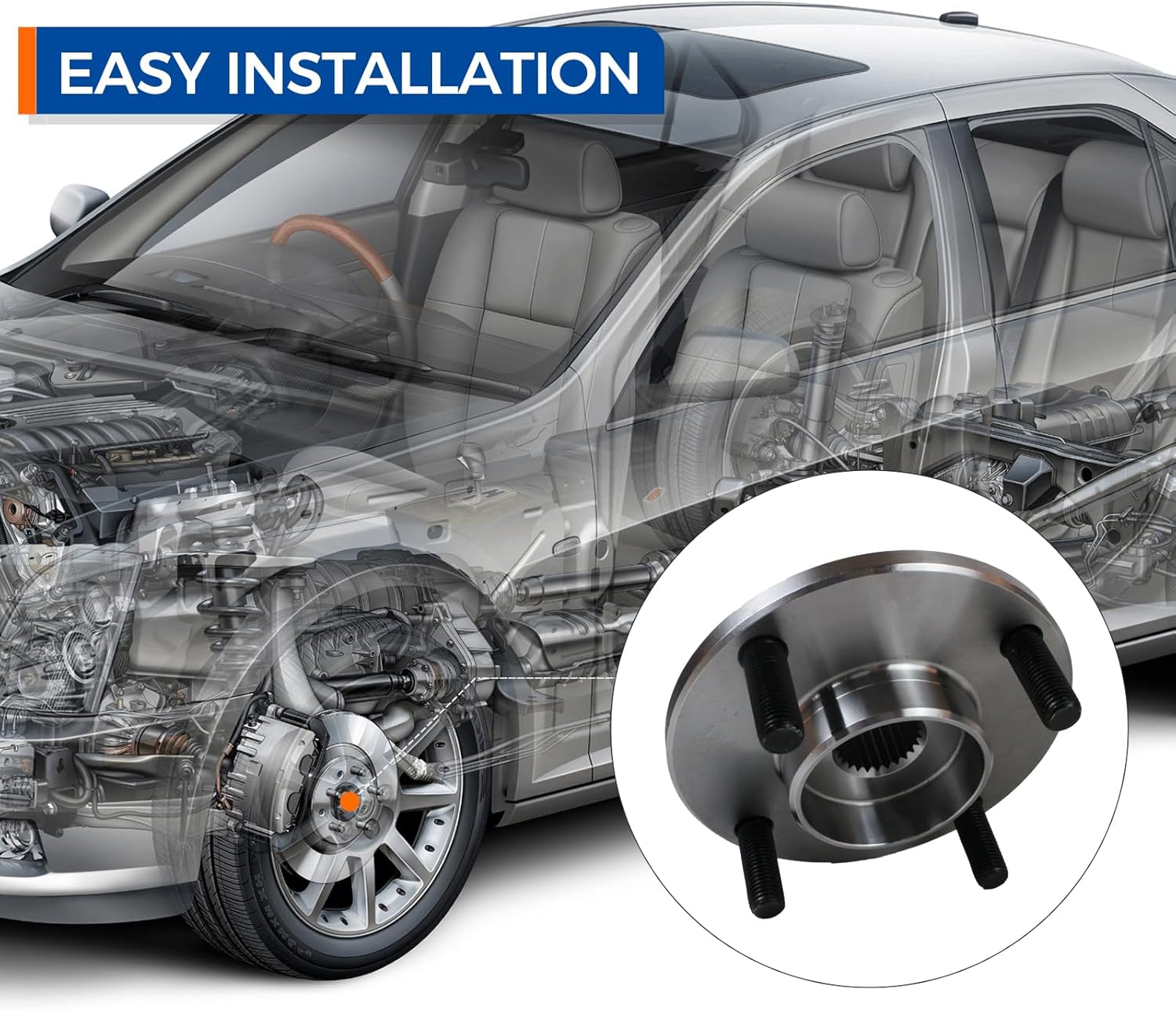 PAROD Pair Front 518510 Wheel Hub and Bearing Assembly Compatible with Ford Focus 2000-2011 4Lugs