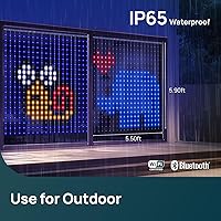 Vista 4 de Linkind Luces de cortina inteligentes: control de aplicación, pantalla GIF con patrón AI, funciona con Alexa Google Home, 400 luces LED que cambian