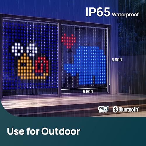 Miniatura 5 de Linkind Cortina de luces inteligentes de Navidad, control de aplicación, pantalla GIF con patrón AI, funciona con Alexa Google Home, 400 luces LED