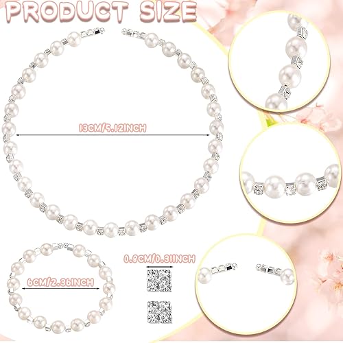 Miniatura 5 de Newcotte Juego de 4 Collares de Perla para Niñas Pequeñas, Niñas en Edad Preescolar, Joyería para Comunión, Guantes para Navidad, Fiesta de Té, Boda